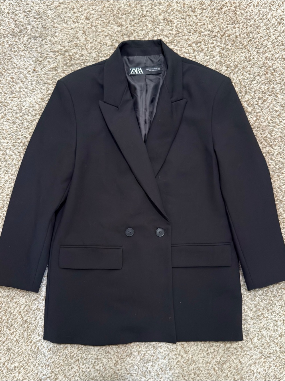 Zara Black Double-Breasted Blazer